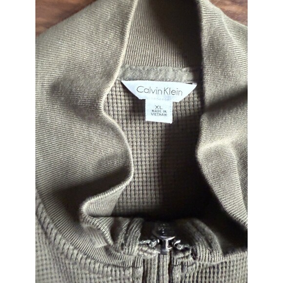 Calvin Klein Men's Full Zip Sweatshirt Jacket Olive Green XL Cotton Pockets - Picture 5 of 8
